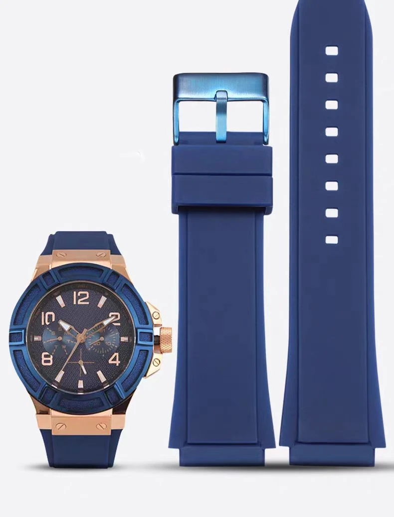 For Guess W0247G3 W1058G2 W0040G3 Watch Strap Blue Bracelet Silicone Rubber Watchband 22mm X 25mm Wristband With Tool