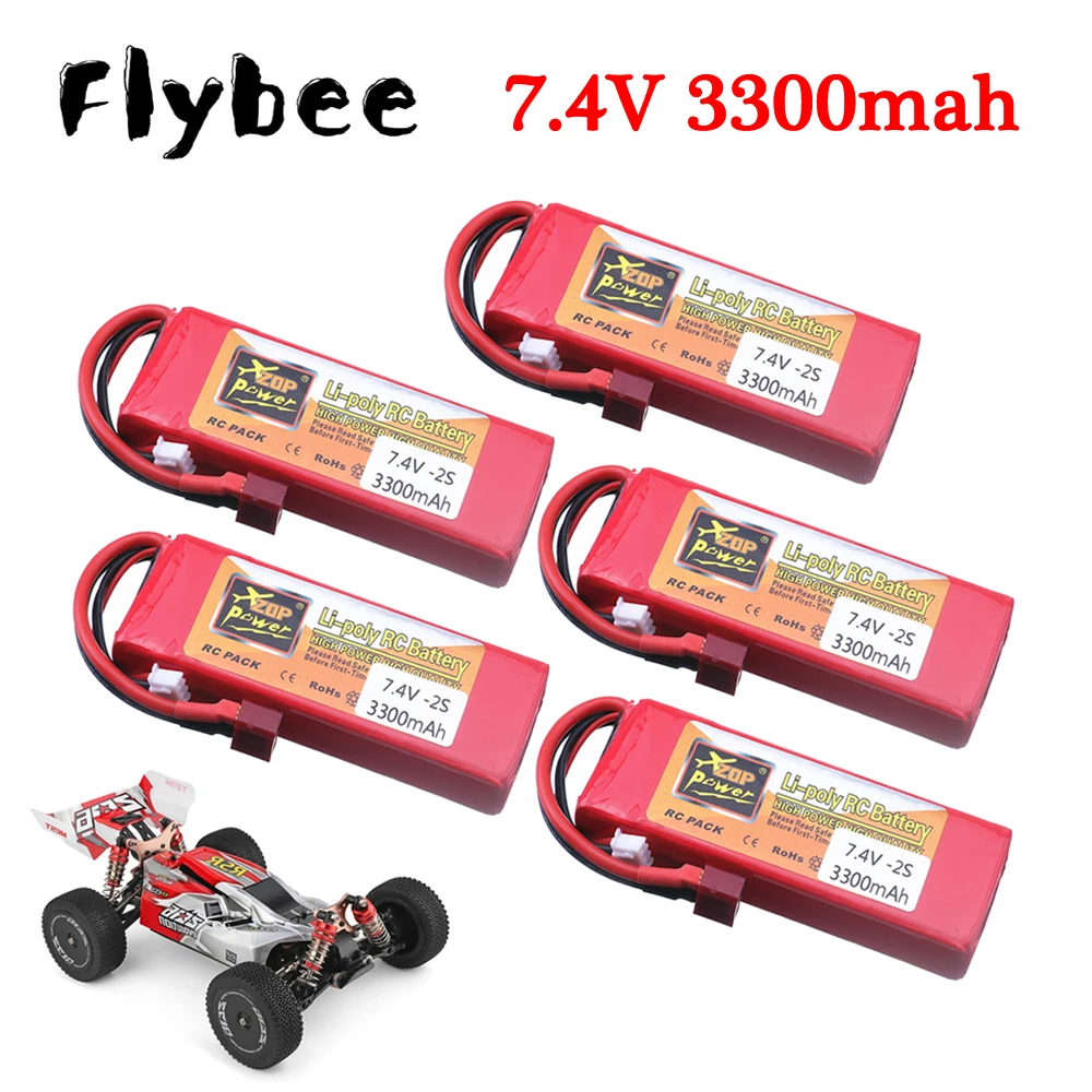 2S 7.4V Lipo Battery for Wltoys RC Toys car 144001 12428 124019 124018 12423 144001 Battery Parts Upgraded 7.4V 3300mAh Battery