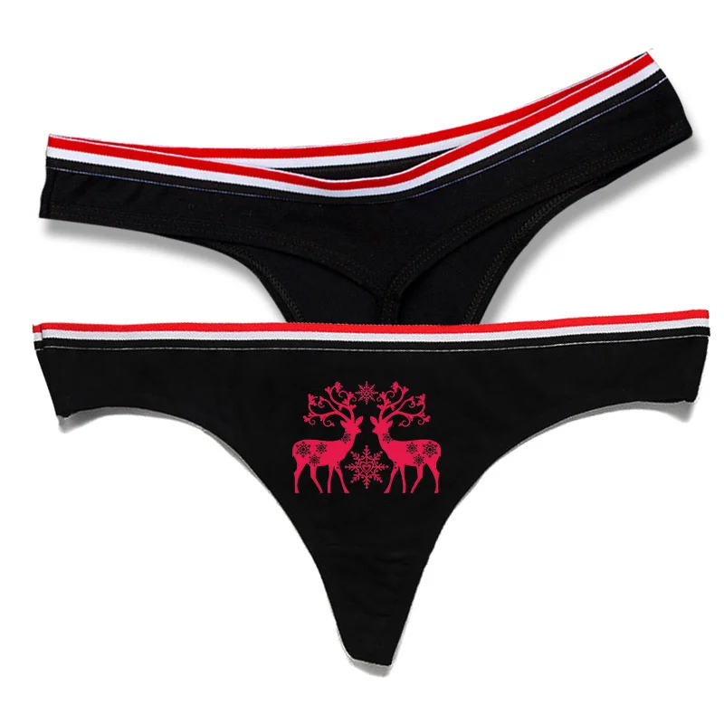 Sexy G String Panties For Xmas Women Lingerie Christmas Santa Claus Funny G-string Comfortable Cotton Cute Underwear