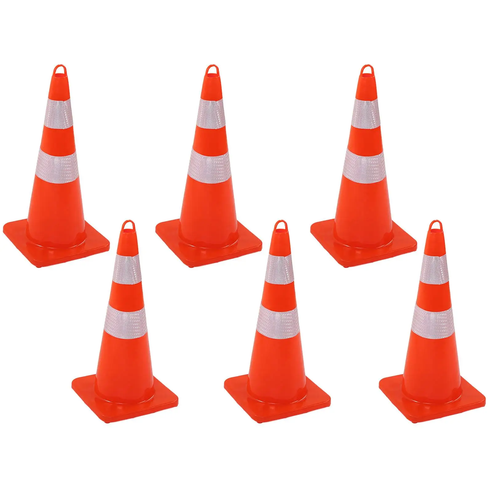 6Pcs Traffic Cones Weather Resistant Reflective Base Road Cones for parking Lot Camping 28in / 71.12cm with Handle