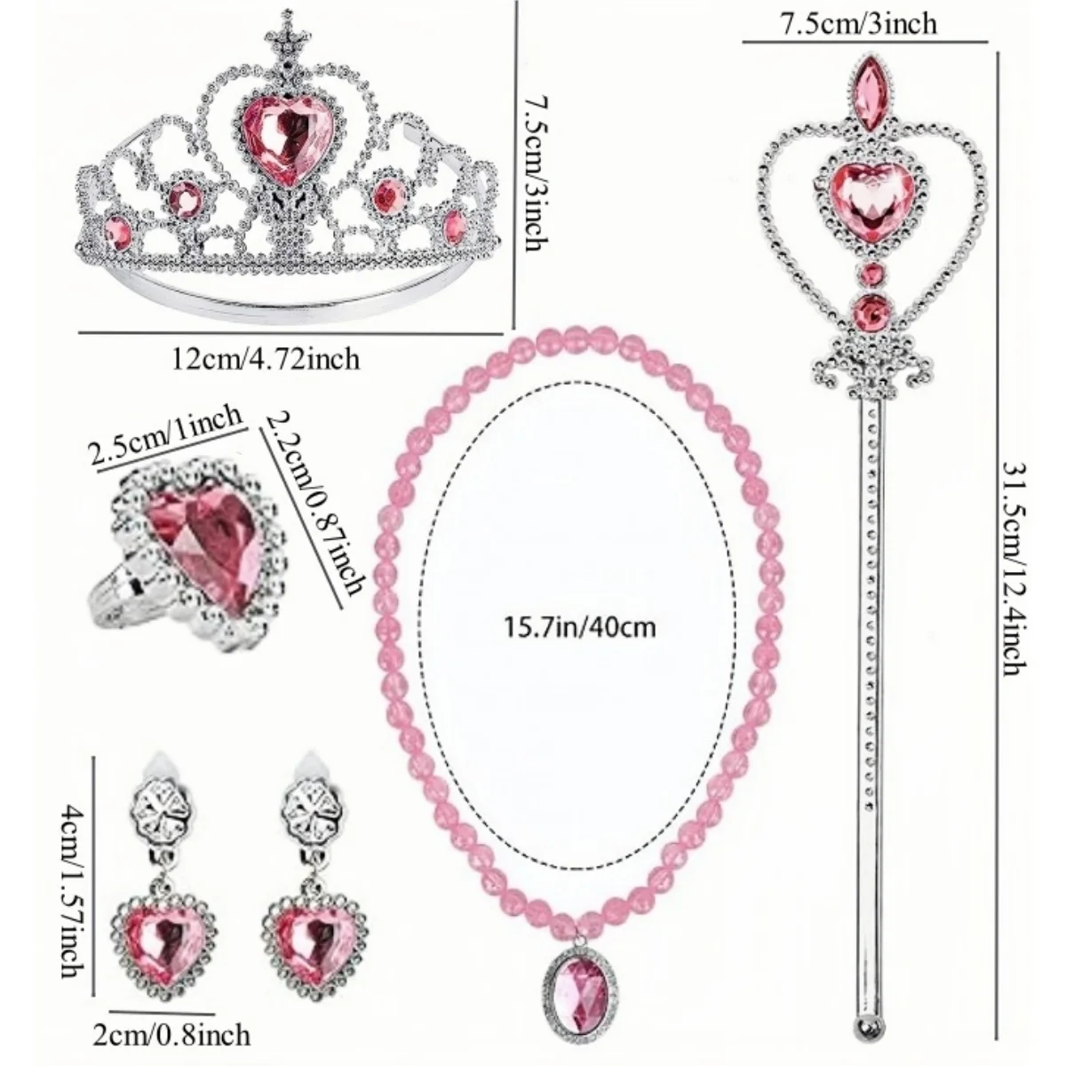8 pezzi/set ragazze principessa abito costume accessori cosplay guanti bacchetta corona set di gioielli