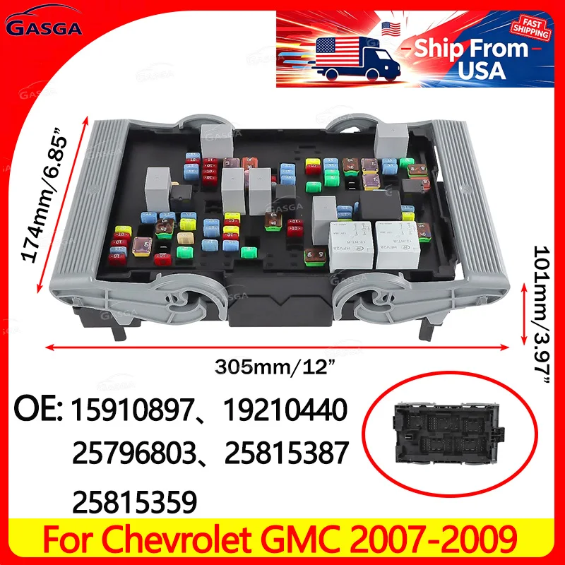 For Chevrolet Avalanche 2007-2009 Engine Compartment Fuse Relay Junction Block GMC Under Hood Fuse Box Assembly Replacement