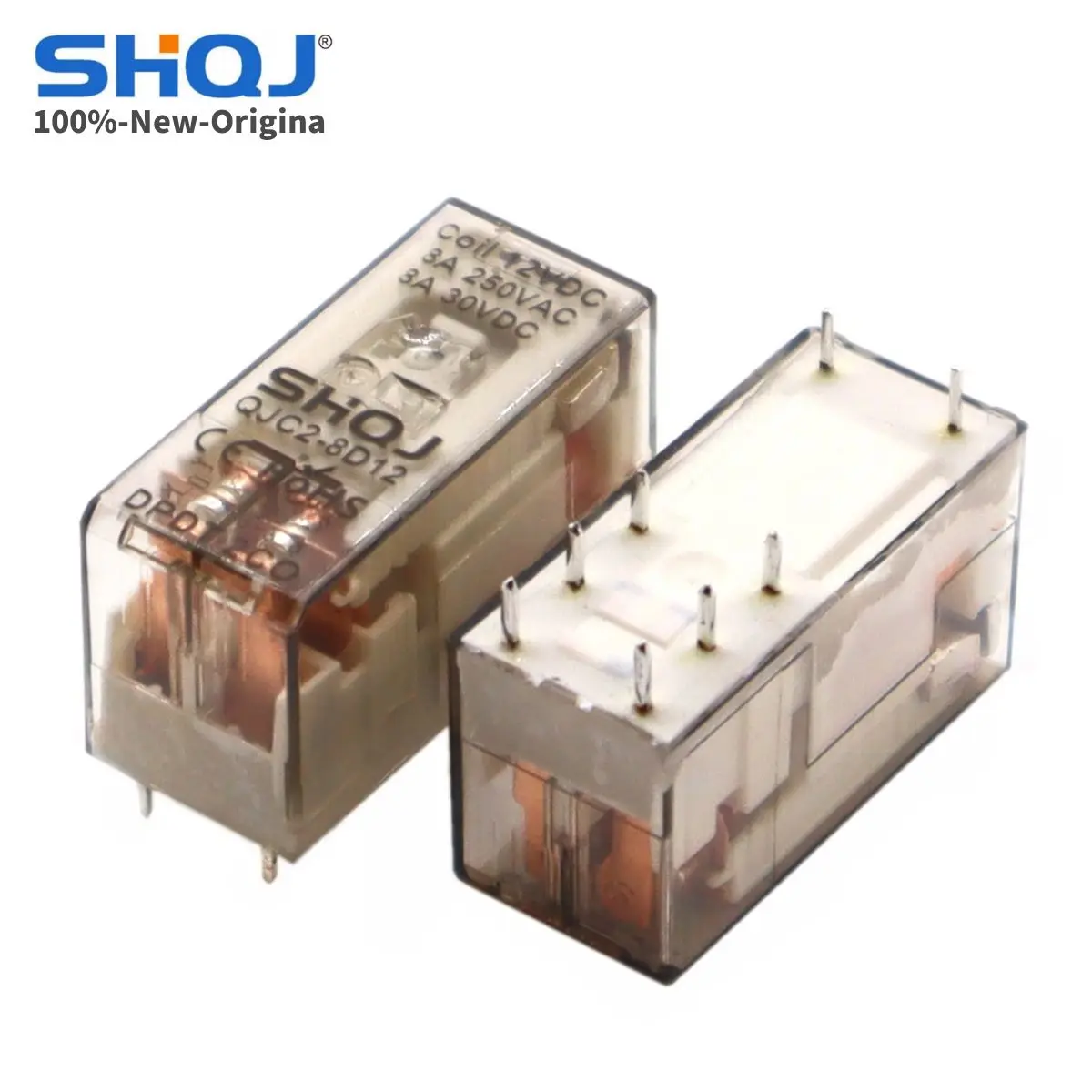 SHQJ PCB RELAY Coil 12V 24V QJC1 16A 1CO QJC2 8A 2CO 8PIN Optional Rail socket and EMC LED