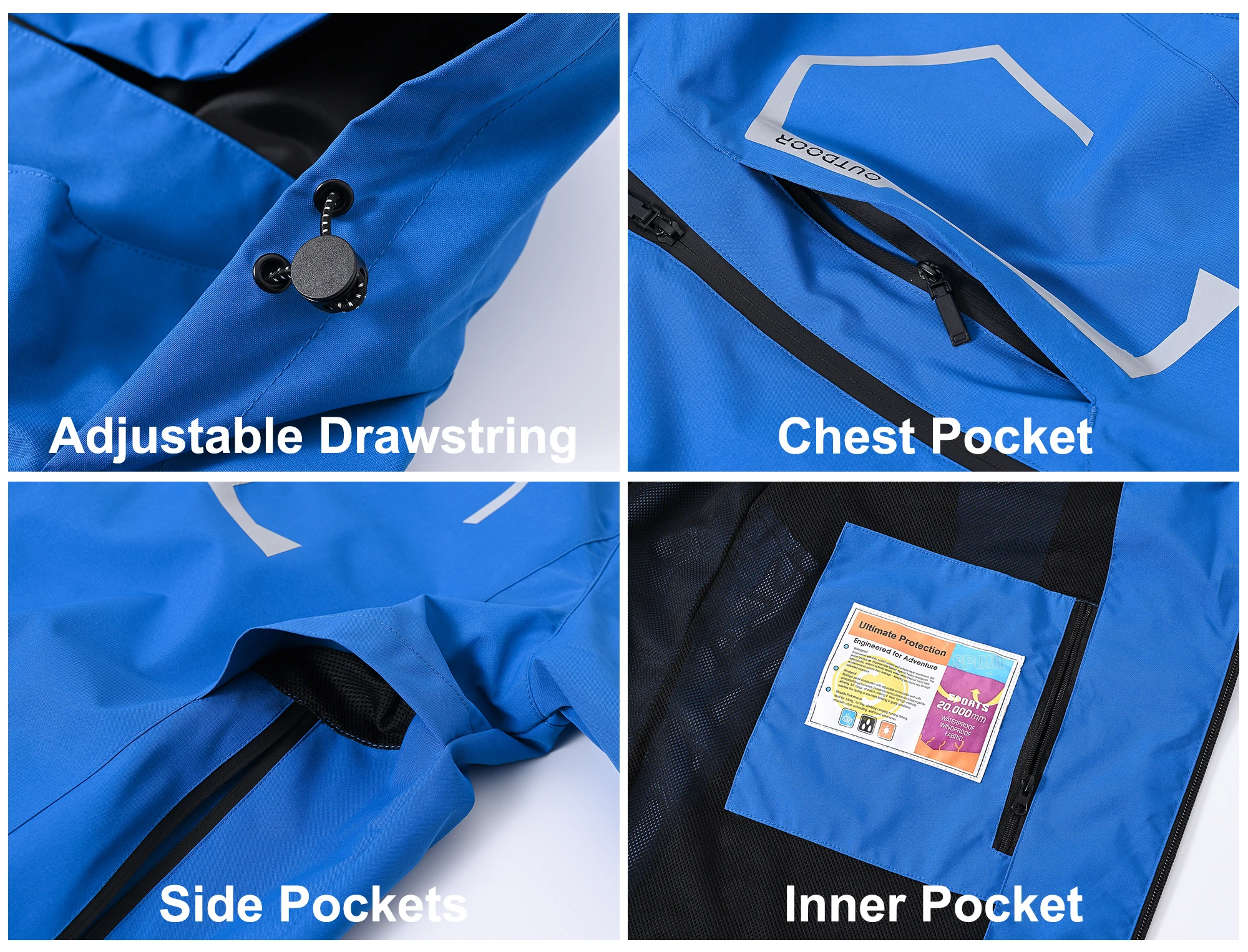 Sommer Herren Outdoor-Jacke Wasserdichte Regenjacke, Dünne Regenjacke mit Mehreren Taschen für Camping Wandern Radfahren Angeln – Detail 18