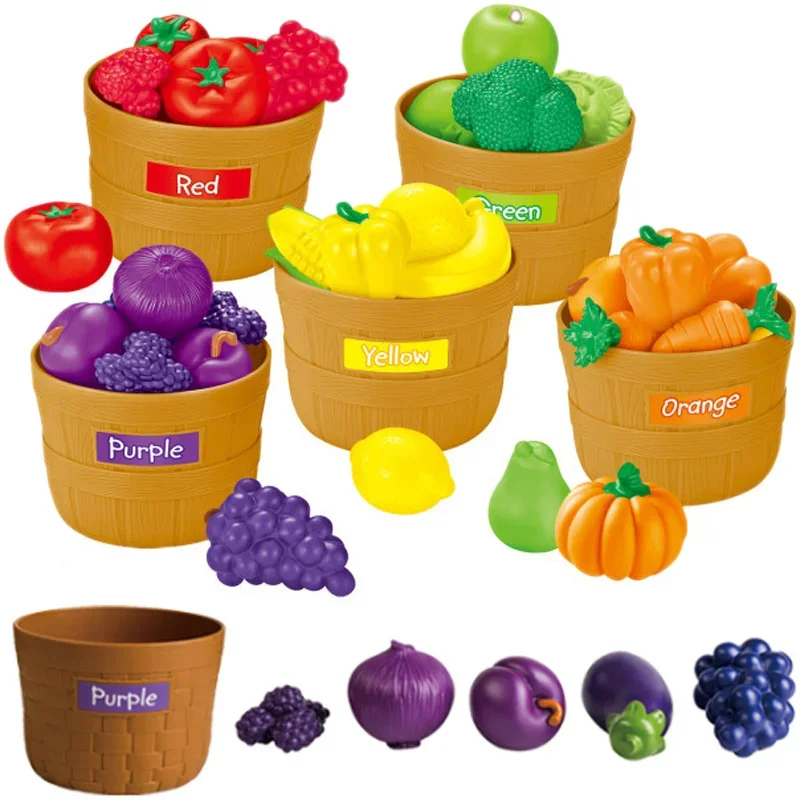 Simulação de frutas vegetais classificação de cozinha jogar jogo reconhecimento de cor auxiliares de ensino cognitivo para crianças 0 + anos de idade