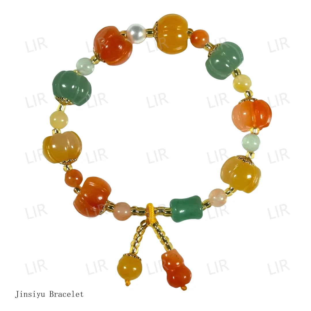 

LIR Golden Silk Jade Pumpkin Bead Bracelet | Classic Cute Pumpkin Design | Timeless Fashion | Girls' Favorite