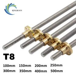 KingRoon Lead Screw Lead 8mm 100mm 150mm 250mm  350mm 400mm 500mm 3D Printers Parts 8mm Trapezoidal Screws Copper Nuts Leadscrew