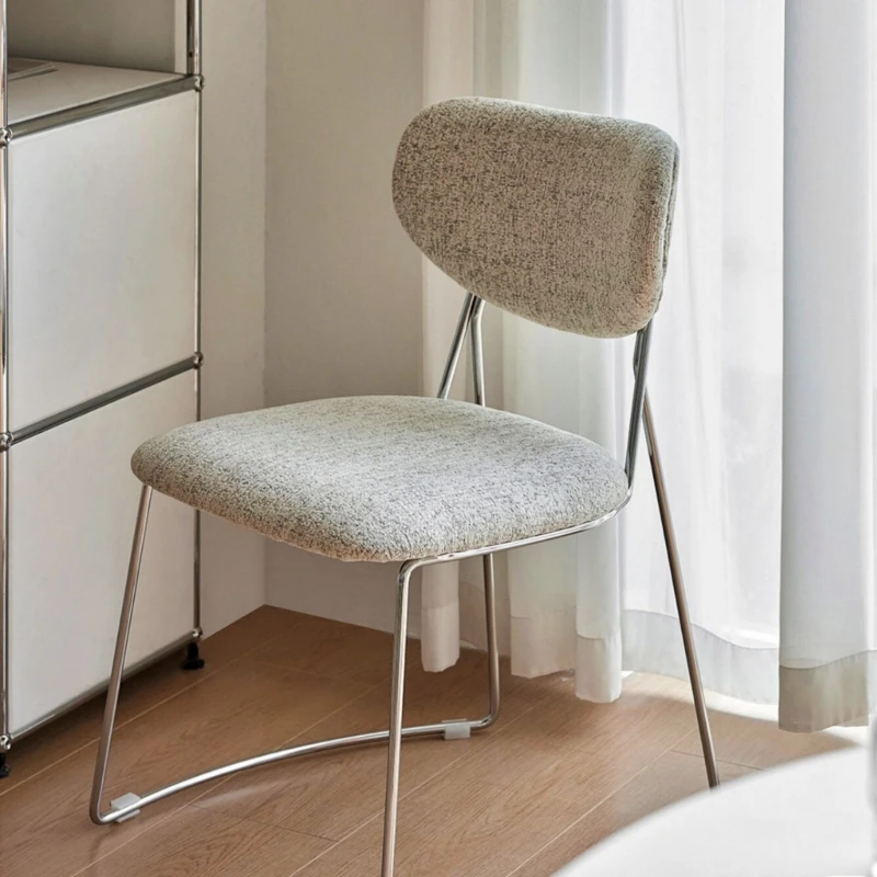 Medieval Danish designer dining chair simple Nordic metal soft bag chair home