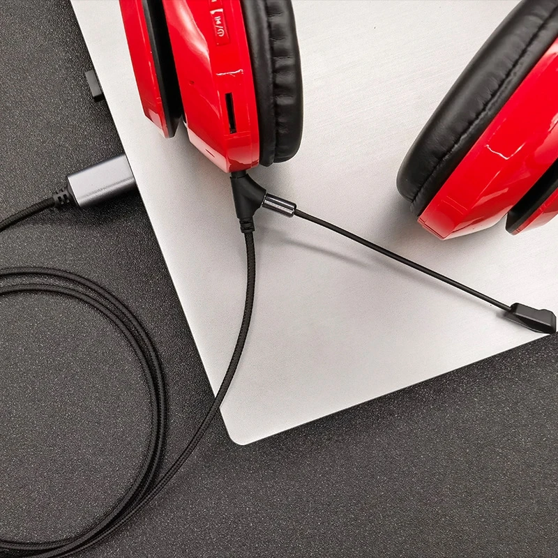Cable de Audio con micrófono desmontable, conector USB de 2 metros a 3,5mm, Cable trenzado de nailon de repuesto para auriculares de juegos