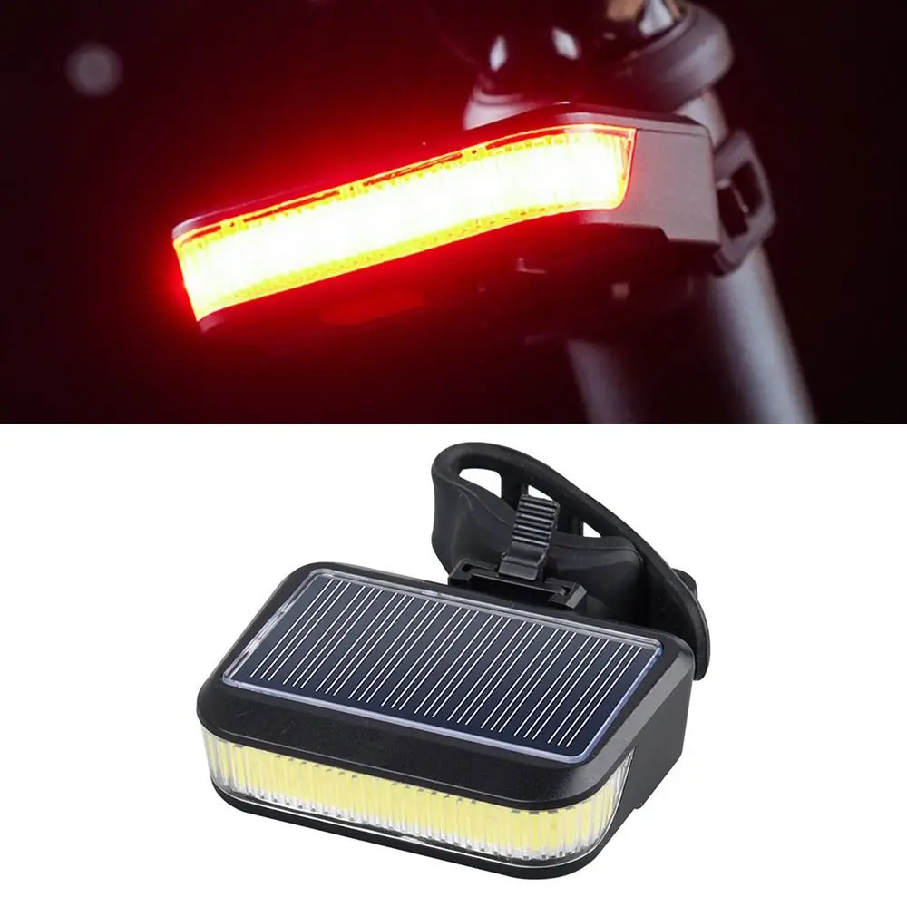 Black Bicycle Rear Light USB Type-C Charging Red Lighting Solar Warning Taillight Adjustable Accessories Bicycle Tail Lights