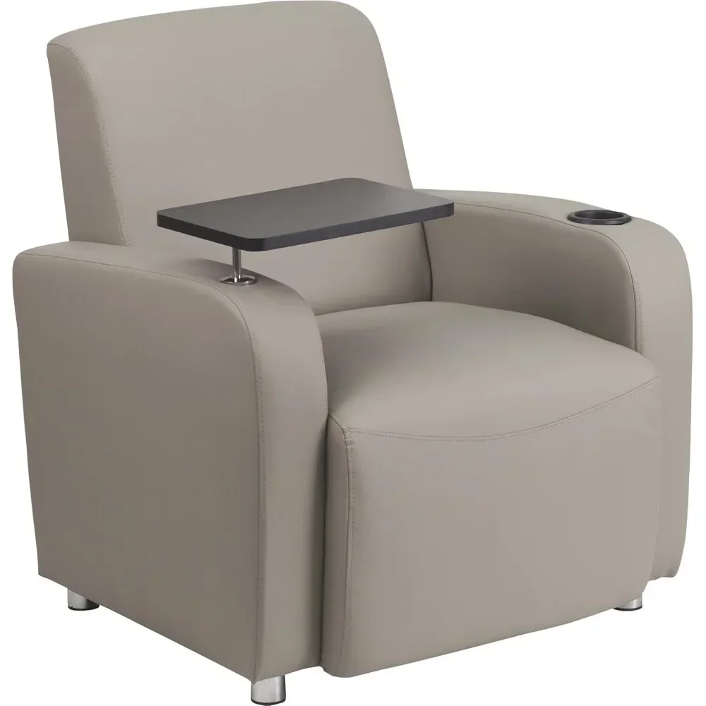 

Guest Chair with Tablet Arm and Cup Holder, Upholstered Tablet Arm Chair for Offices and Waiting Rooms, Gray,Waiting for seats