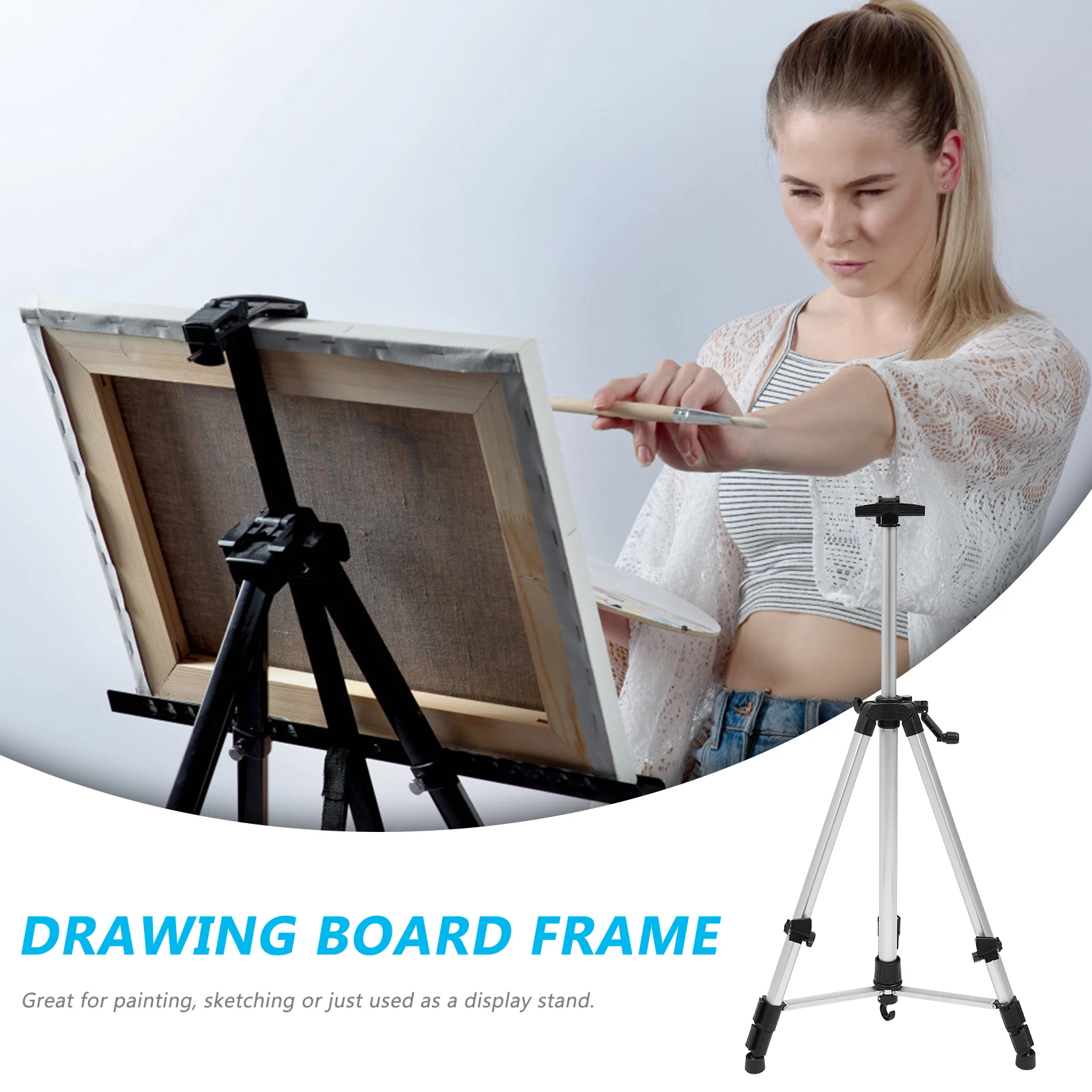 

Foldable Easel Aluminum Sketch Painting St Silver Adjustable Height Tripod Display Rack Outdoor Non Slip Base Lightweight