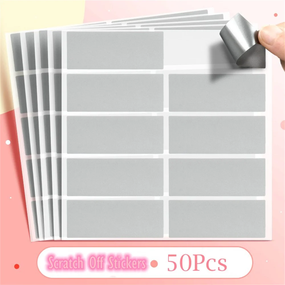 50pcs New Creative Reward Scratch Card Film Coated Stickers DIY Scratch Off Labels For Party Activity Favors Stationery Sticker