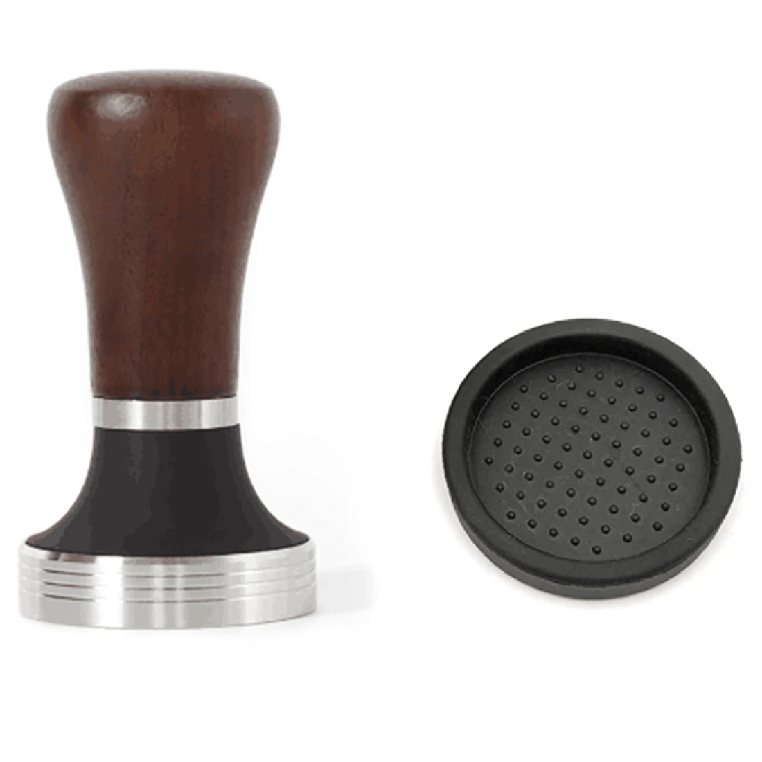 

Walnut Handle Coffee Tamper 51mm Espresso Hand Tamper 51mm 304 Stainless Steel Espresso Coffee Tamper with Mat