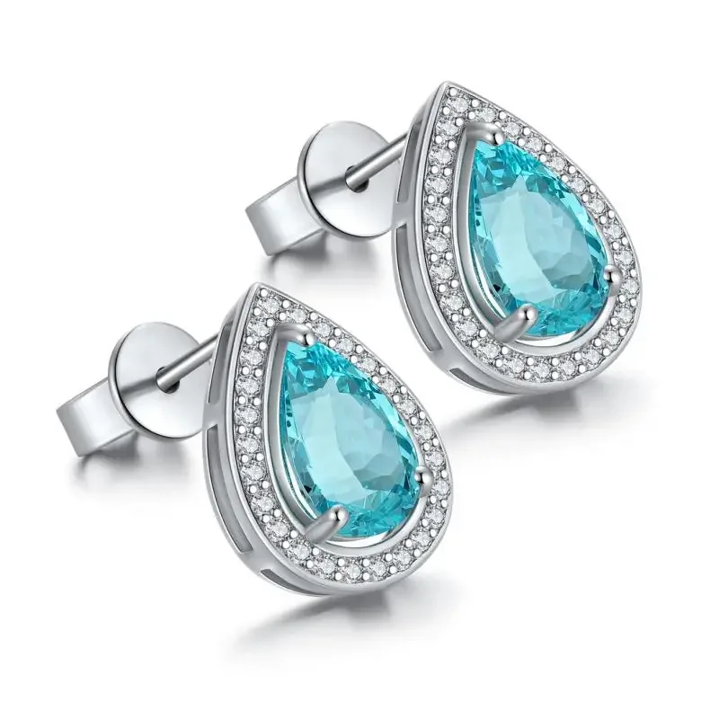 RUIF 2024  New Popular  Main Stone 3.64ct  S925 Silver Earrings Lad Grown Paraiba Sapphire Wedding Party Luxury Design