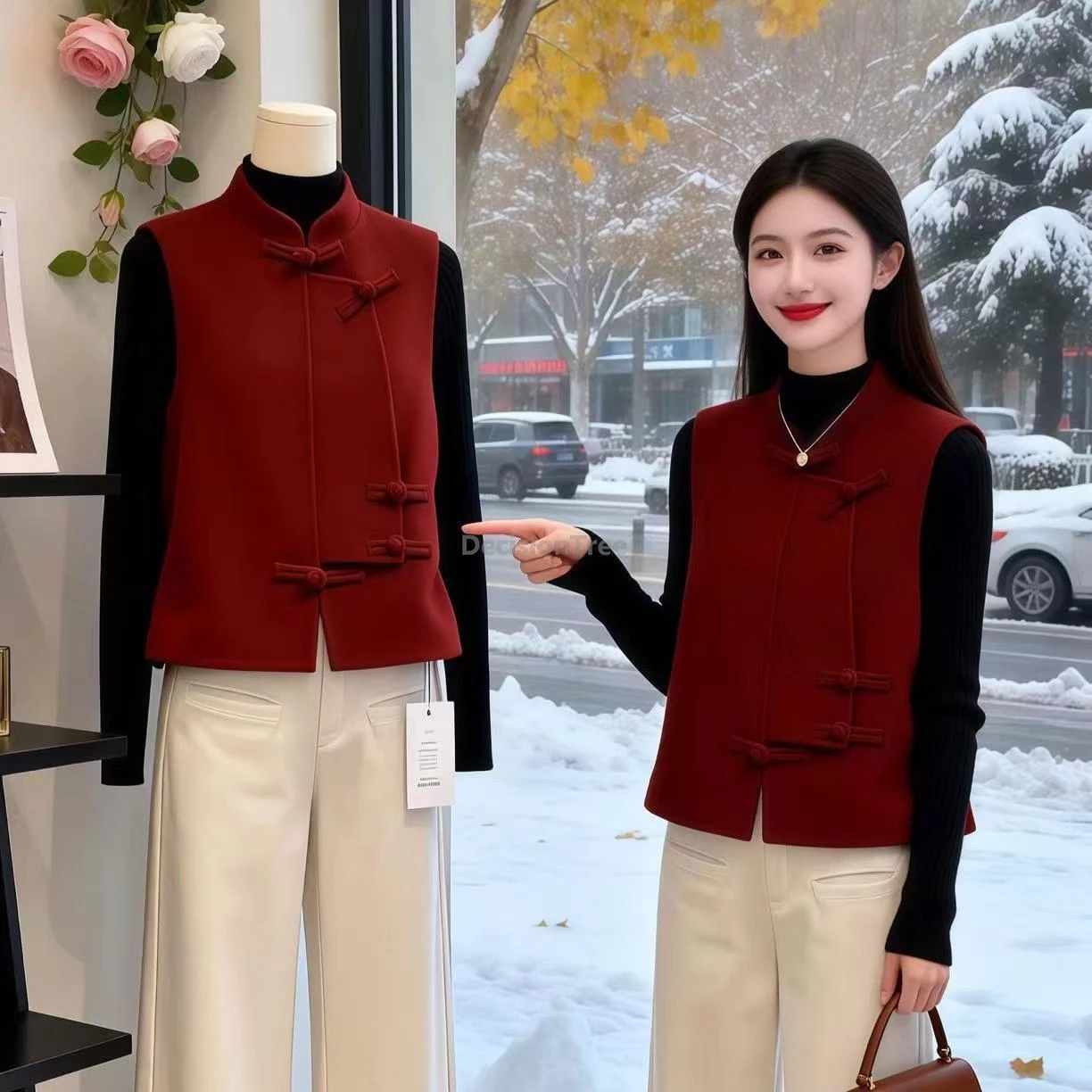 

2026 trendy high end temperament chinese spring festival vest exquisite button tang suit vest ethnic style retro elegant singlet