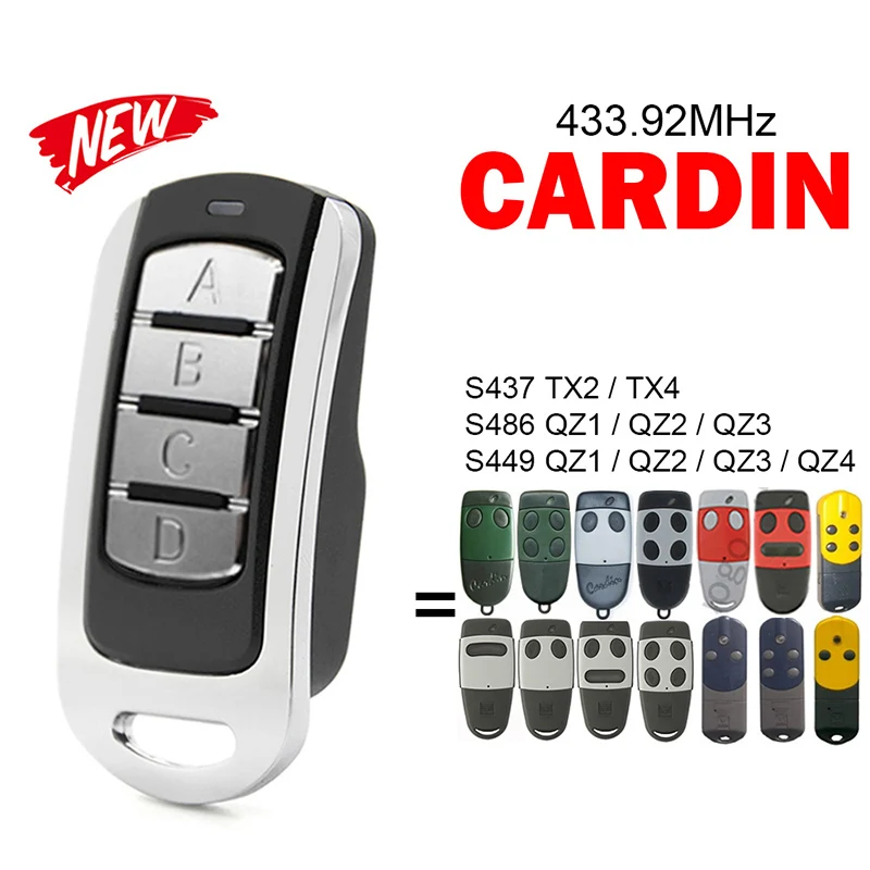 

CARDIN Remote Control For CARDIN S449 S486 QZ1 QZ2 QZ3 QZ4 S437 TX2 TX4 Garage Remote Control Electric Gate Opener 433.92MHz