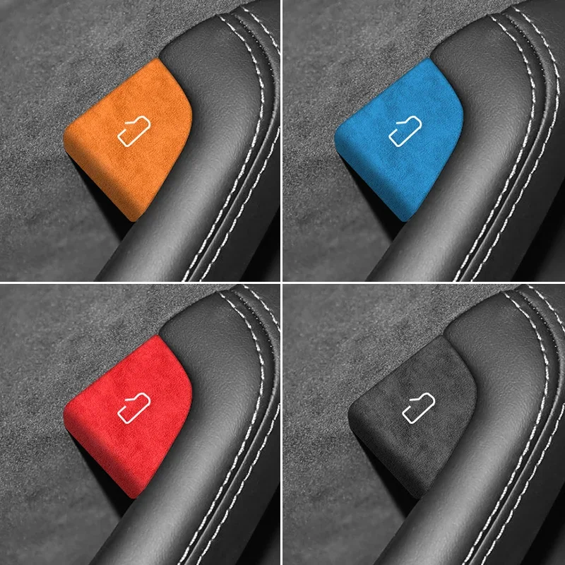 Made of Alcantara For Tesla Model 3 Model Y Car Door Inner Handle Knob Button Trim Frame Sticker Interior Tuning Accessories