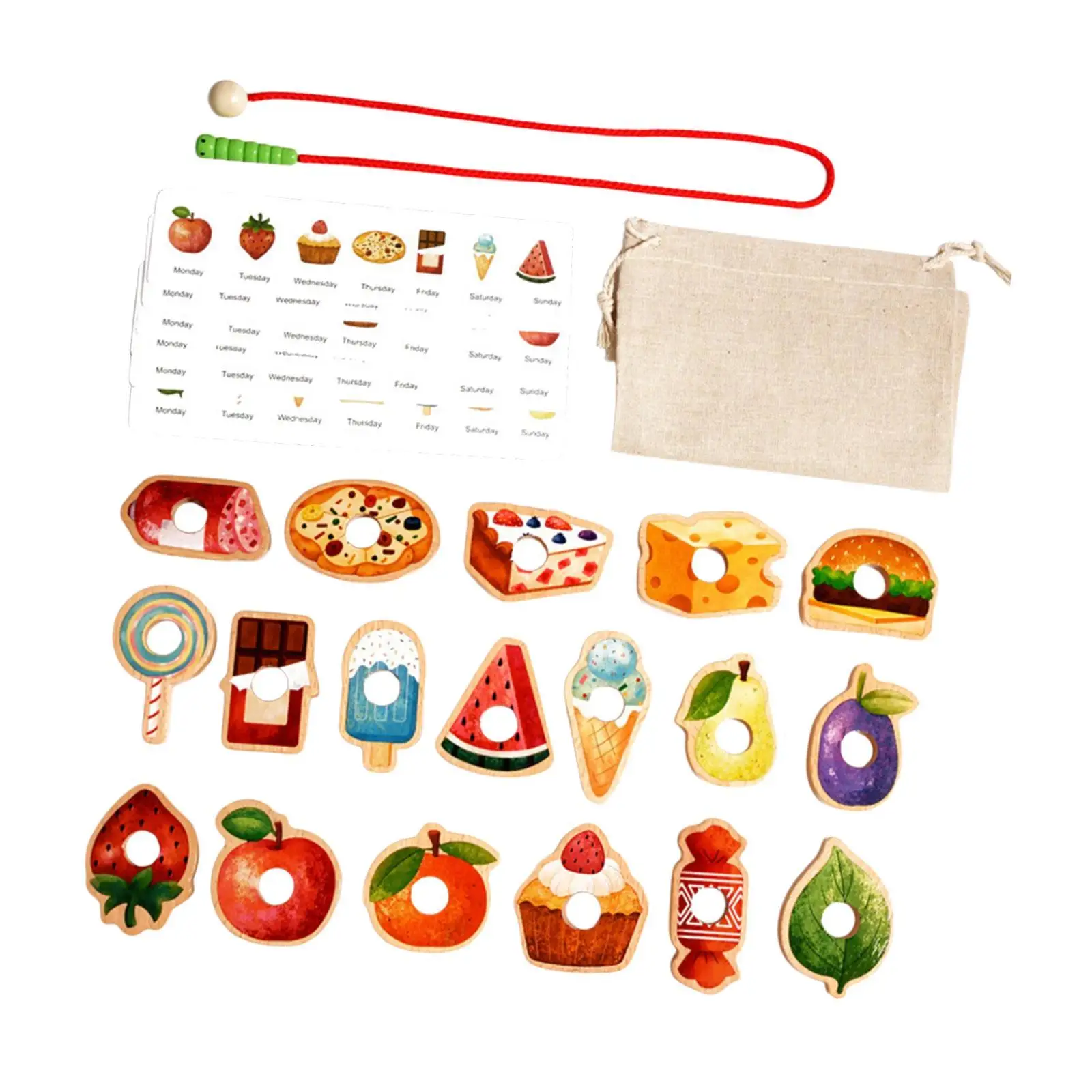 Lacing Beads Preschool Learning Toy Food Fruit Beads Toy Colorful Perception Gifts Fine Motor Skills Toys for Toddlers Children