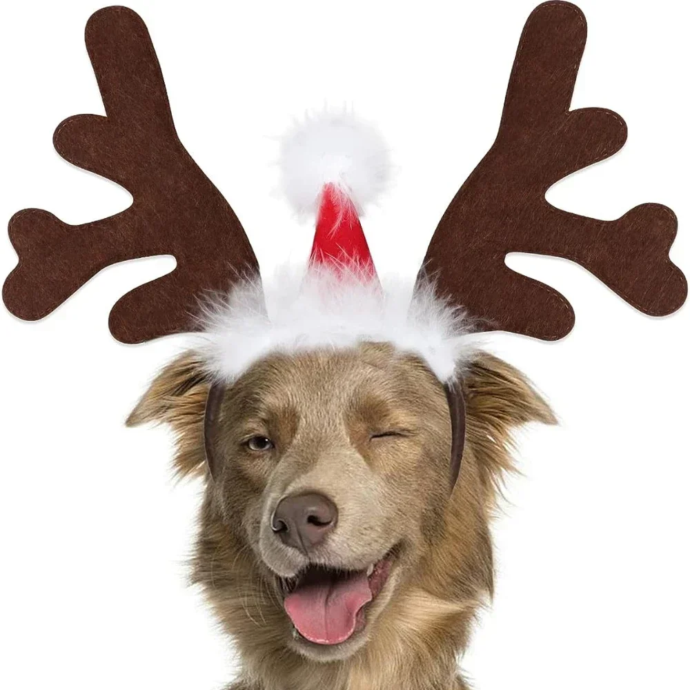 Dog Cat Headwear Elk Antlers Puppy Kitten Dress Up Hat Pet Christmas Cool Head Decorations Costume Pet Accessories Dog Hats