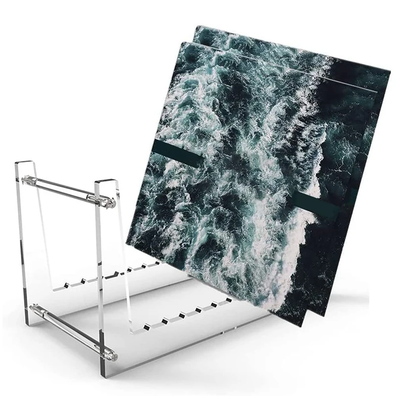 حامل سجل فينيل شفاف ، تخزين ألبوم مكتبي ، رف عرض ، صور مكتبية وكتب ، 2X