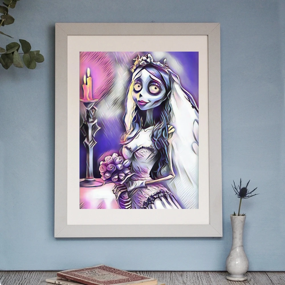 Diamond Painting Kits, Horror Movie Corpse Bride, Tim Burton, Emily Johnny Cross Stitch, Embroidery Picture, Mosaic, Home Decor