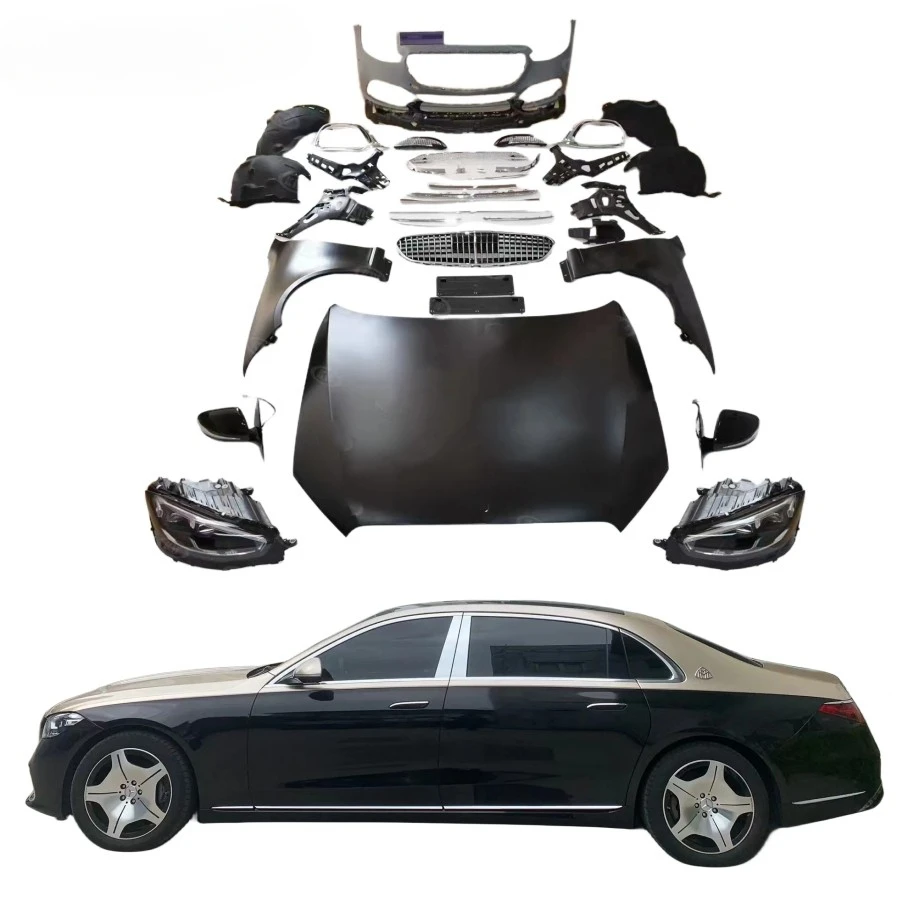 Car accessories W221 upgrade to W223 body kits for benz S class W222 facelift to 2021 model look