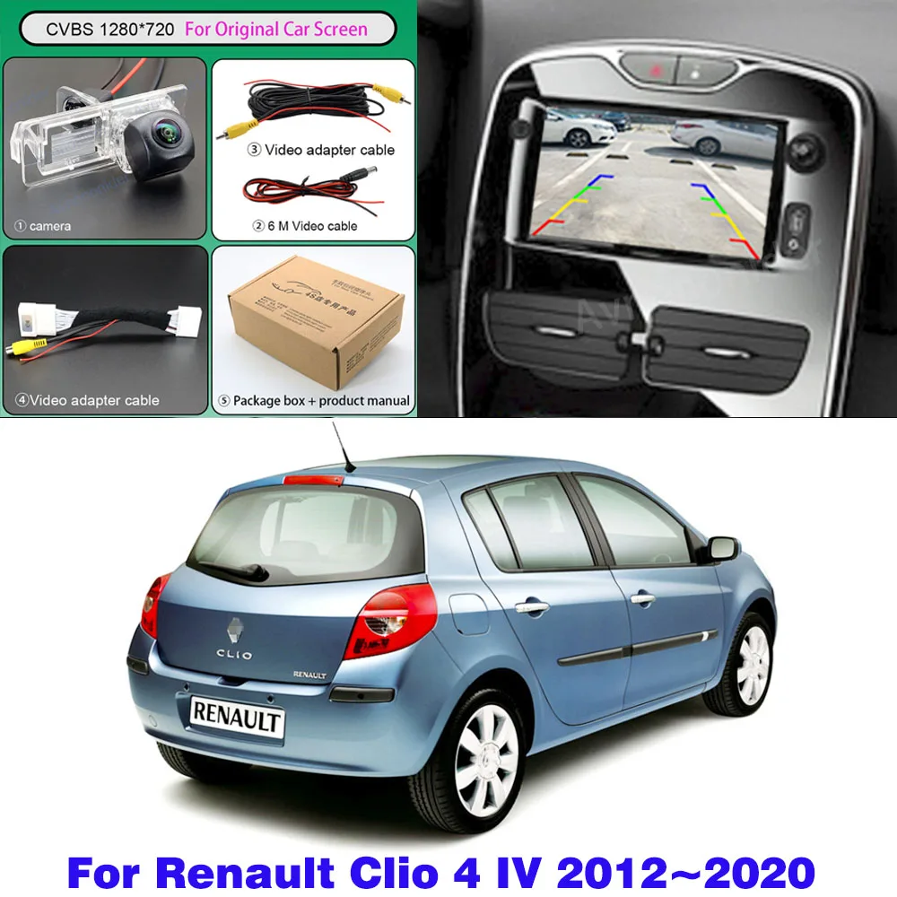 Para Renault Clio 4 IV 2012 a 2020, Pantalla OEM Media Nav / R-Link con Cámara de Reversa, Cámara de Visión Trasera HD con Visión Nocturna