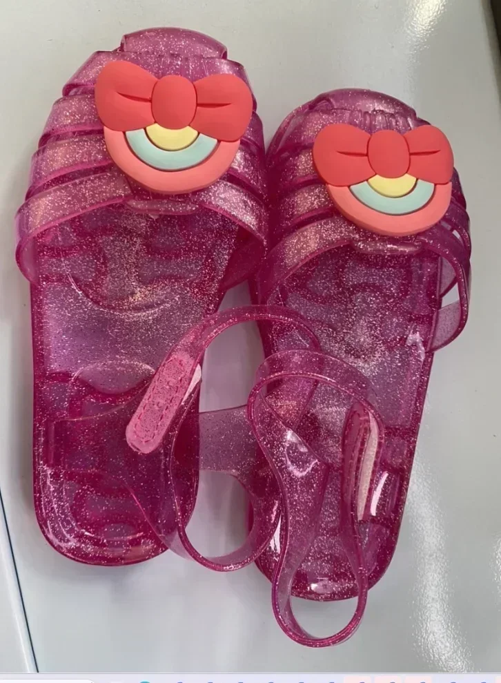 Girls Sandals Summer New Rainbow Bow Kdis Cute Jelly Shoes Fashion Princess Shoes Beach Girls\' Shoes Infant Girl‘s Sandal