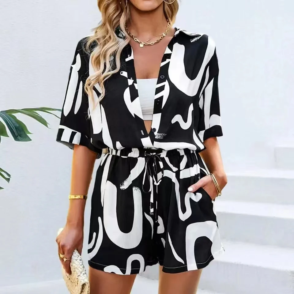 

Short Sets for Women 2 Piece Boho Outfit Summer Women's Suit Two Piece Set for Women Beach Womens Summer Clothes Casual Pant Set