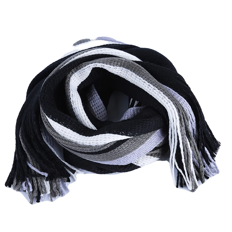 Classic Striped Outdoor Scarves Men Cashmere Soft Knitted Striped Scarf Long Tassel Neck Warmer Men\'s Winter Scarf