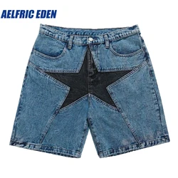 Aelfric Eden Star Patchwork Denim Shorts 2023 Men Summer Hip Hop Streetwear Shorts Y2K Harajuku Casual Track Shorts Sweatpants