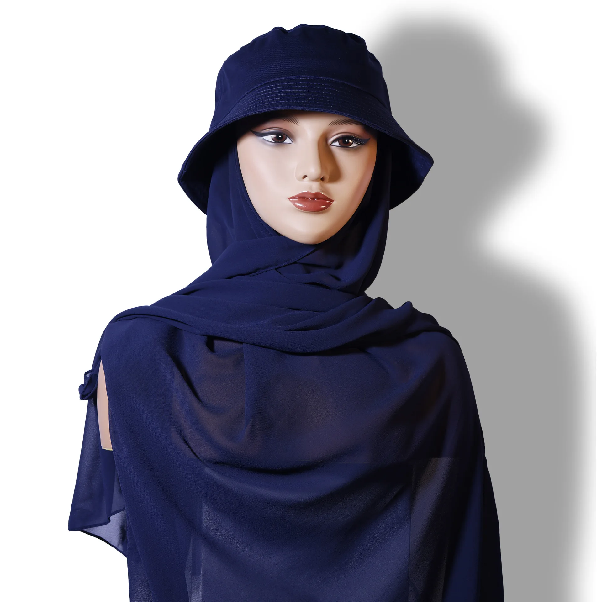 Muslim UPF 50 Chiffon Hijab with Fishierman's Cap Summer Sun Protection Sport Headscarf Breathable Ready to Wear Instant Cover