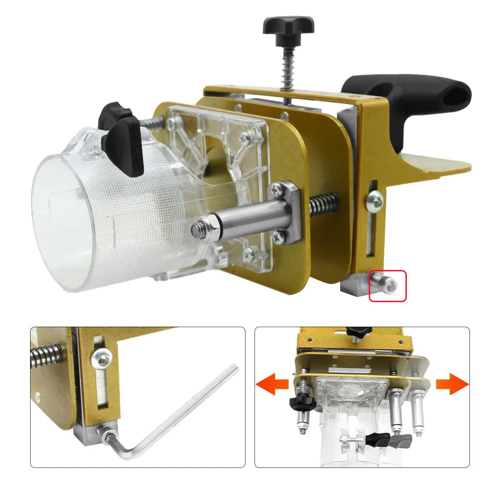Router Mortising Jig Aluminum Adjustable Groove Slotting Locator Compact Woodworking Positioner for Router Woodworking Tools