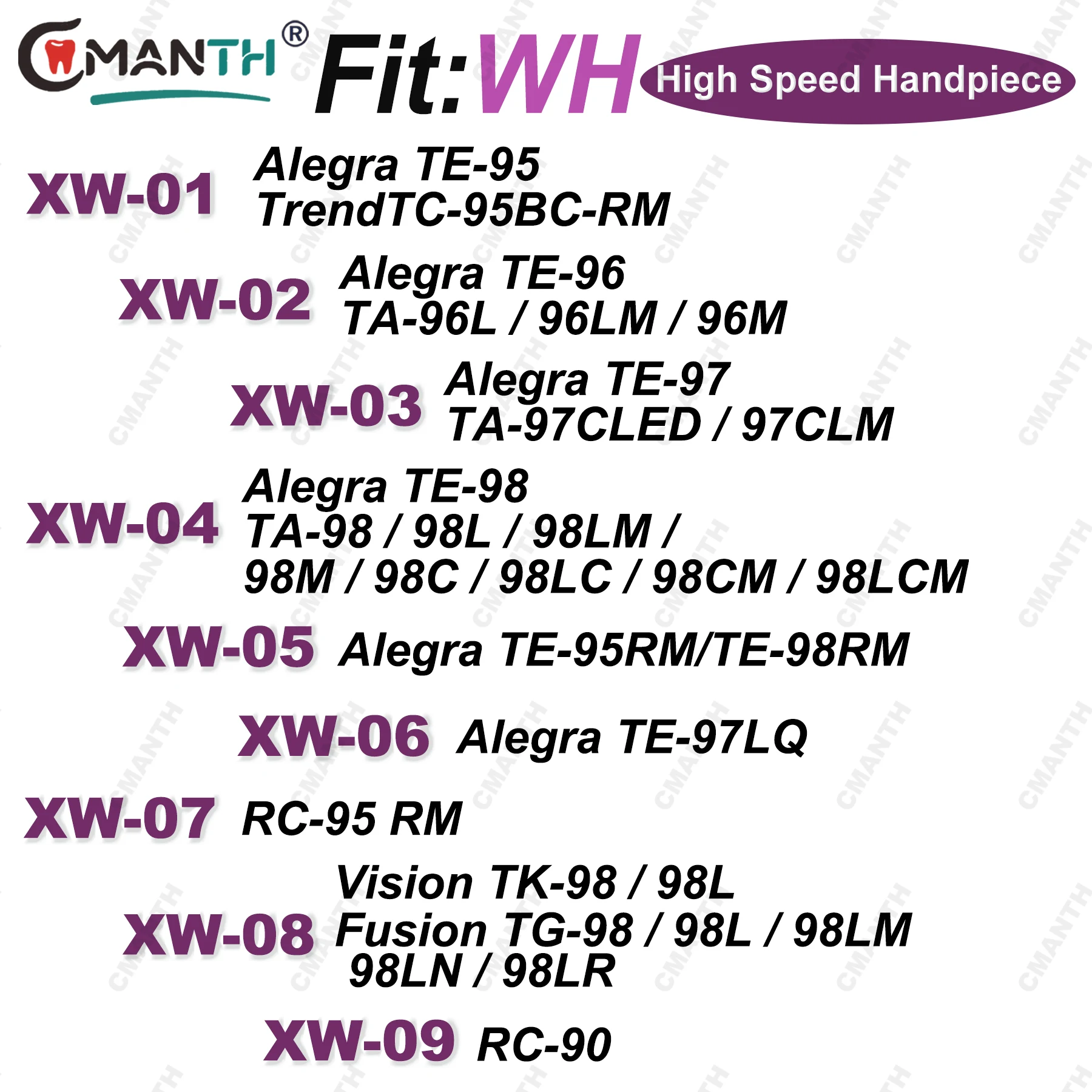 CMANTH Dental Handpiece Cartridge Air Rotor Fit  Vision TK-98L RC 90 High Speed Handpiece Accessories
