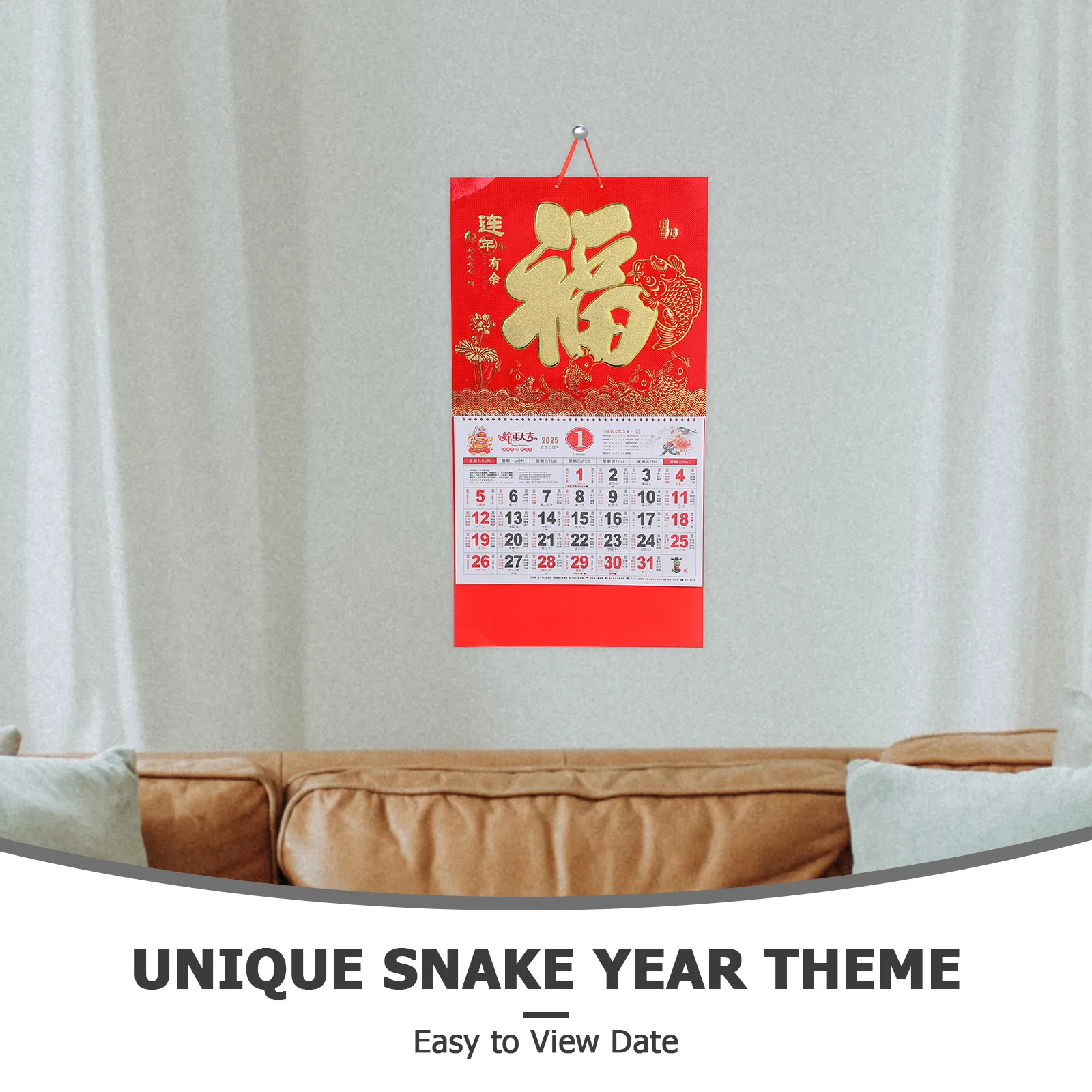 

Traditional Snake Year 2025 Calendar Hanging Wall Calendar 2025 Monthly Planner for Home Office Rich Content Easy Date Reference