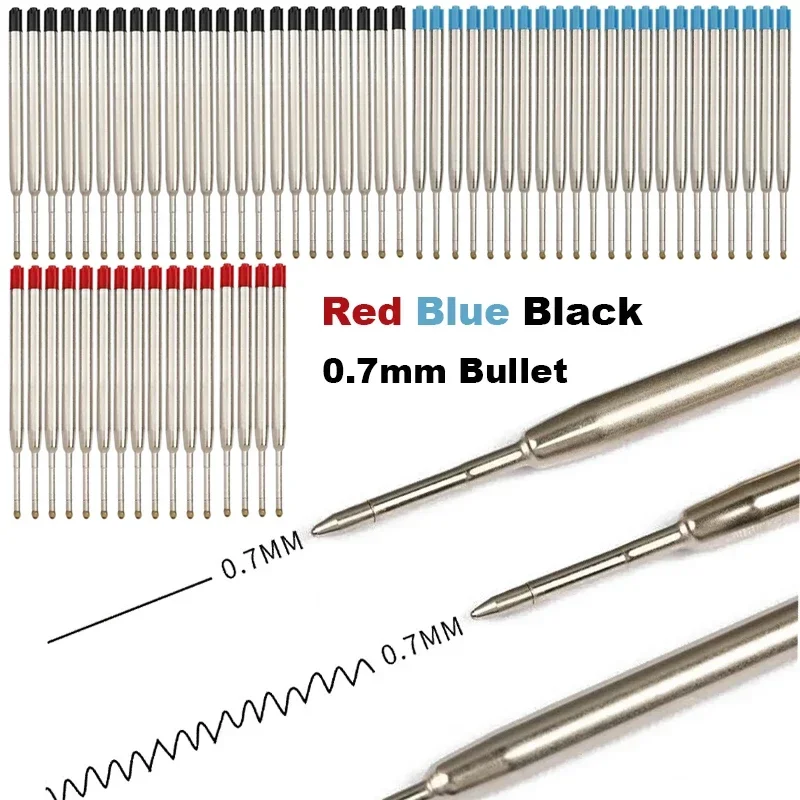 20/10/5Pcs Ballpoint Pen Refill For Parker Pens Medium Point Black Blue Red Ink Rods L:3.9 In G2 Metal Refill Writing Stationery
