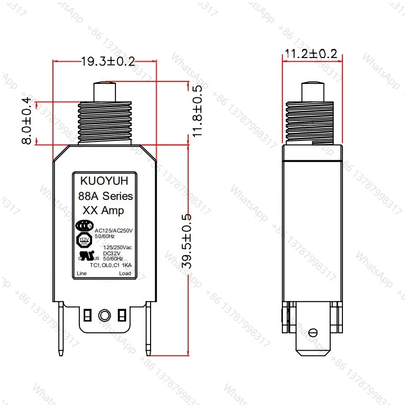 3 PCS 88A 3A 4A 5A 6A7A8A10A12A14A15A16A  Overload Protector Circuit Breaker button Switch Mount 32V DC Overload Switch