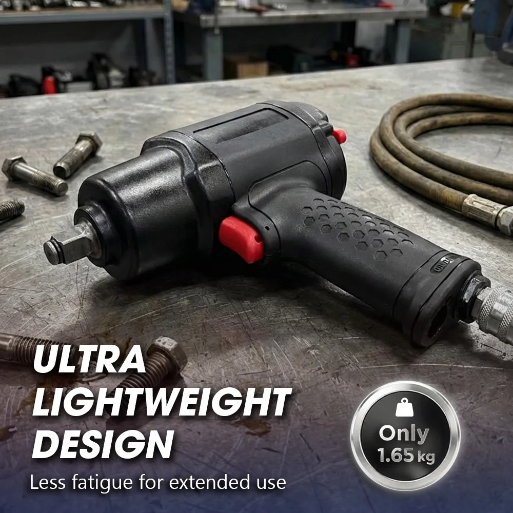 1/2-Inch Air Impact Wrench 1.65 kg 2,200 Nm Max Torque Magnesium Alloy Twin Hammer Industrial Air Tool M24 Bolt Capacity OEM