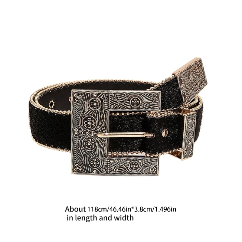 Western Belt for Adult Unisex Embossed Pattern Waistband Jeans Waiststrap Waist Decors Elegant Cowgirl Waist Decors