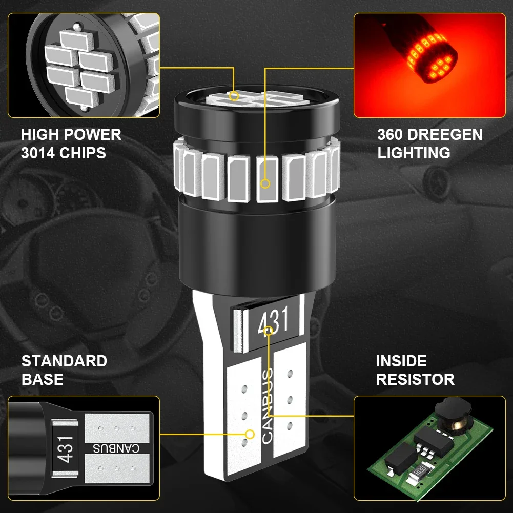 Katur 2pcs T10 W5W LED Interior Light Bulb 12V Anti-Flicker 360° Beam Angle For Chevrolet Trailblazer EXT Traverse TRAX Uplander