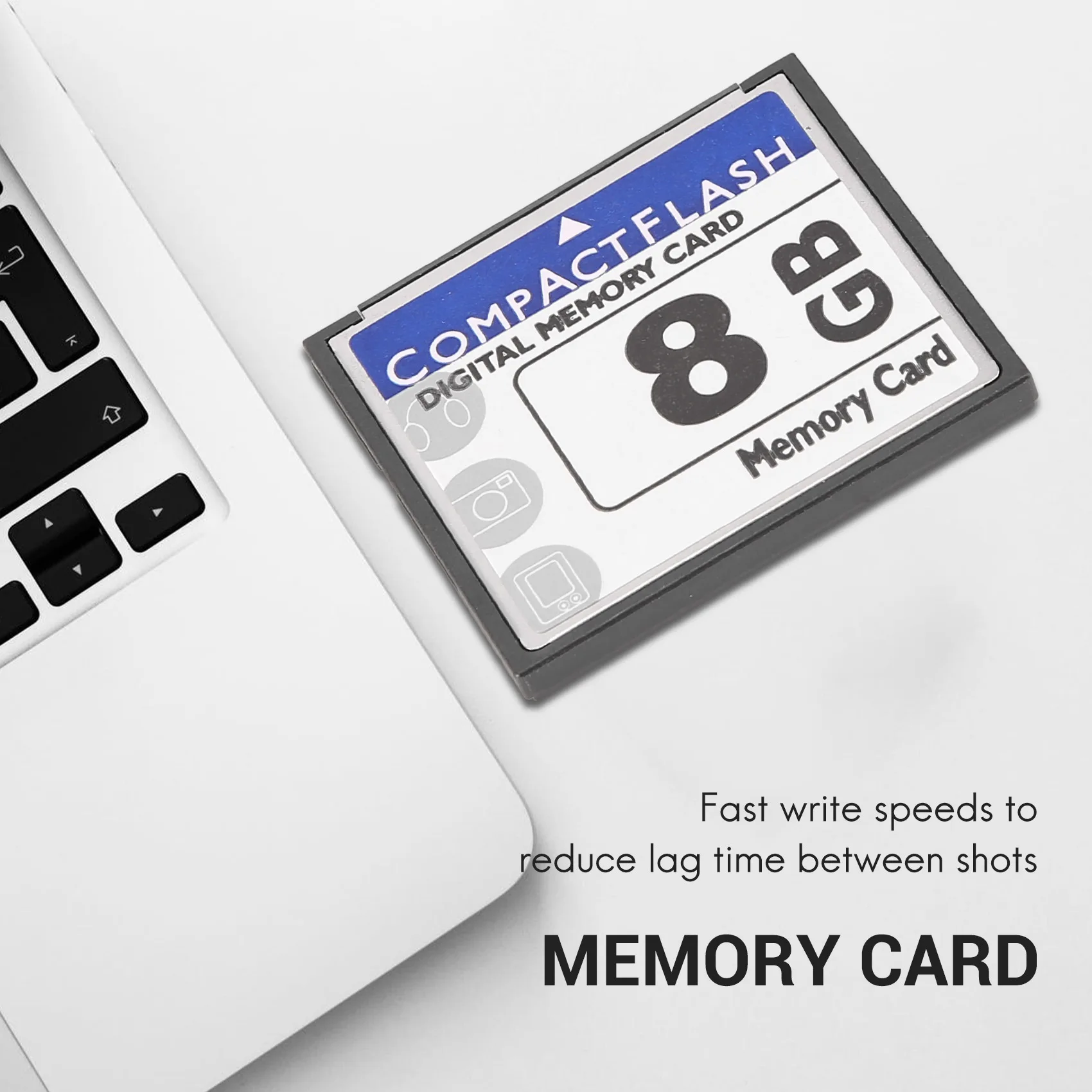 Tarjeta de memoria Flash compacta profesional, 8GB, blanco y azul