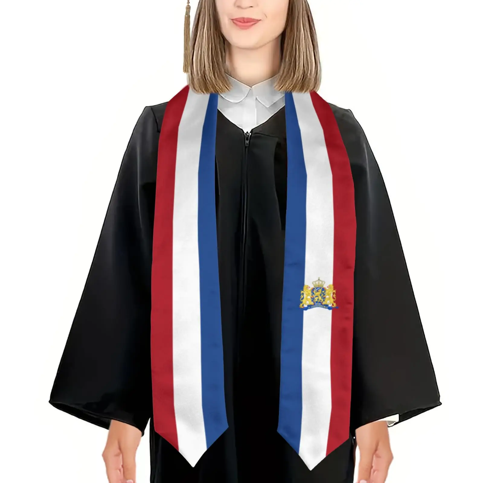 2025 Netherlands Flag Emblem Graduation Stole Shawl Sash Honor For Study Aboard International Students