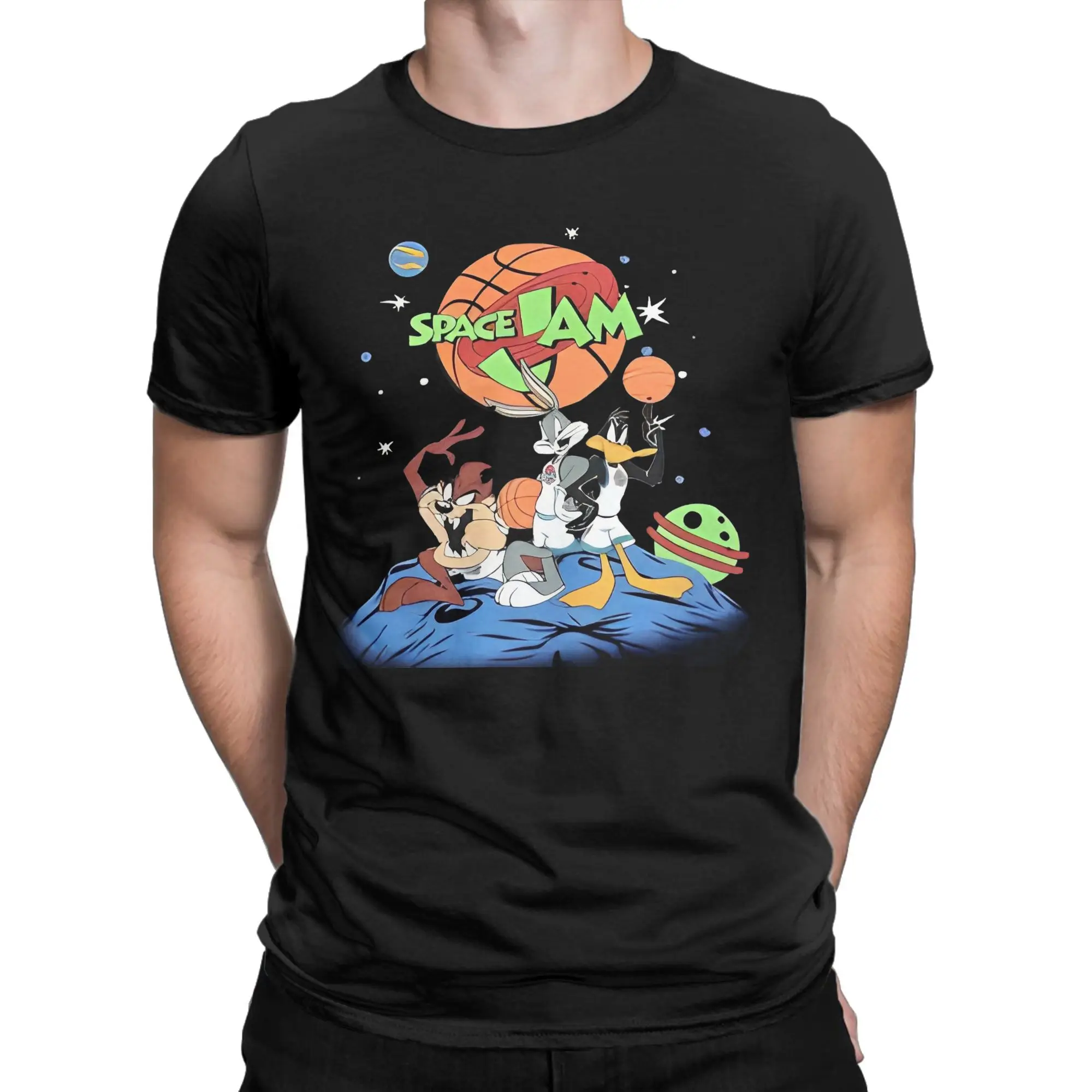 Kawaii Space Jam Moive Tshirts For Men Women O-neck Short Sleeve Top Tee  Cotton Summer Tops