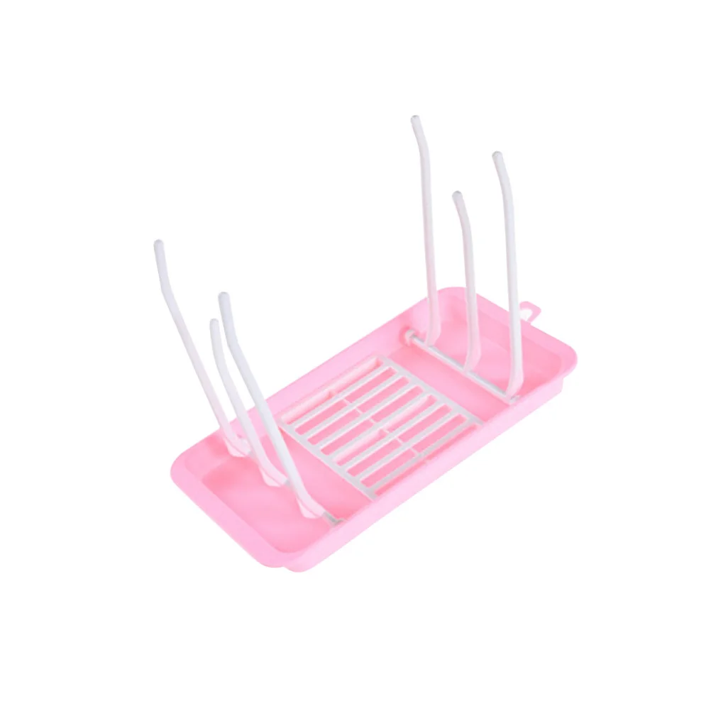 

Baby Bottle Drying Rack Foldable Pink Vertical Design Space-Saving Countertop Holder for Nipples Sippy Cups Breast Pump Parts