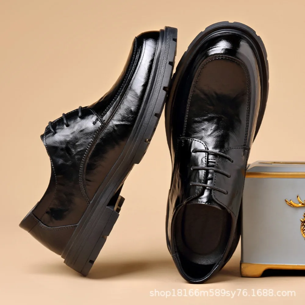 

Кожаные деловые туфли для мужчин, британский стиль, высококачественные, с противоскользящей и износостойкой подошвой, из натуральной кожи, классические.