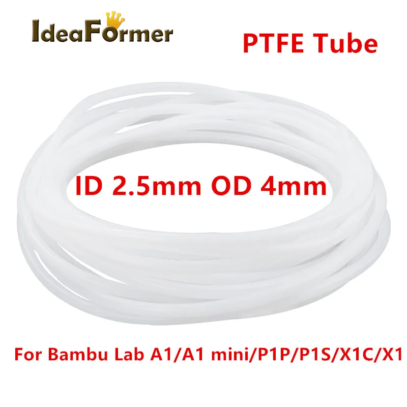 Bambu Lab PTFE Tube ID 2.5mm OD 4mm P1P AMS A1 Mini 3D Printer Teflonto Pipe 1.75mm Bambulab Ptfe Tube Bambulabs Filament Parts