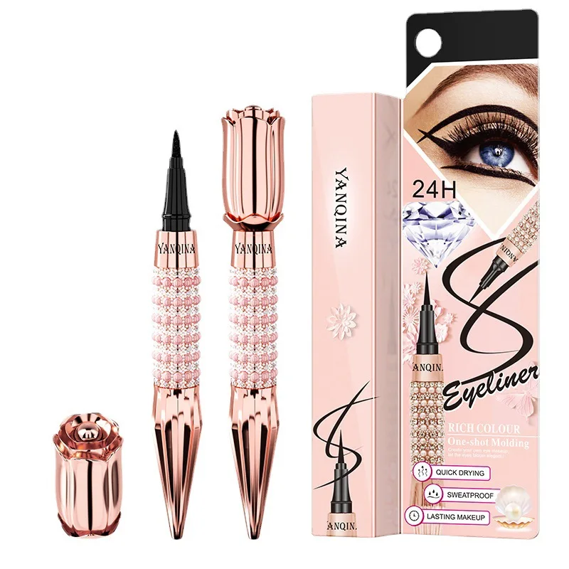 New YANQINA Precision Liquid Eyeliner Pen Long-lasting Waterproof Transfer-proof Quick-Dry Black Eyeliner with Sparkling Design