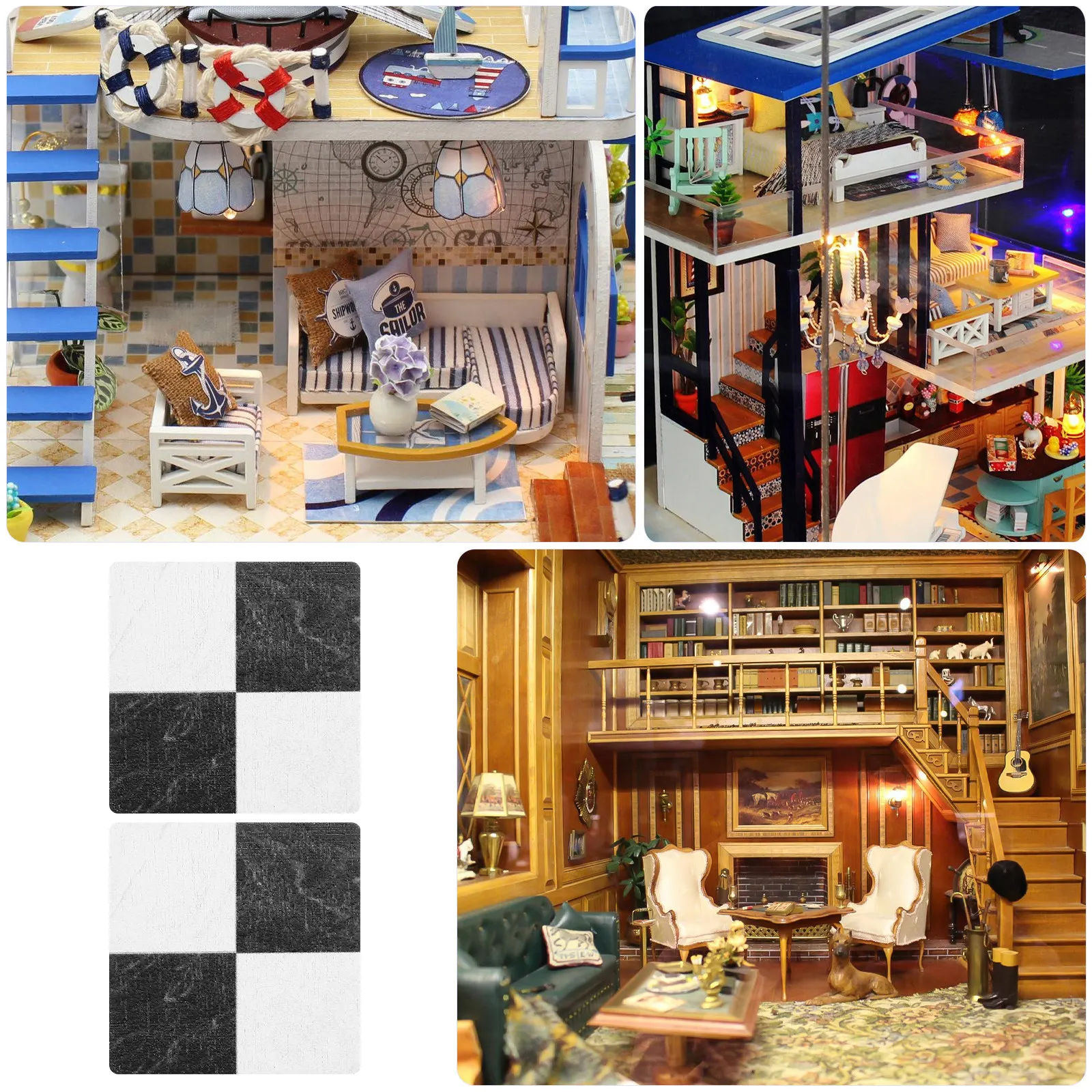

9Pcs Miniature Wooden Floorboard Simulation Flooring Decoration Tiny House Furniture Mini Floor for Crafts Miniatures