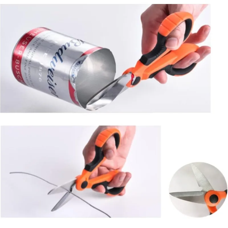 

2Pc Stainless Steel Serrated Electrician Shears Multi-Purpose Cutting Fishing Scissors for Cutting Electrical Wire